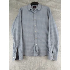UNTUCKit Men Large Slim Fit Blue Plaid Long Sleeve Button Down Shirt 100% Cotton