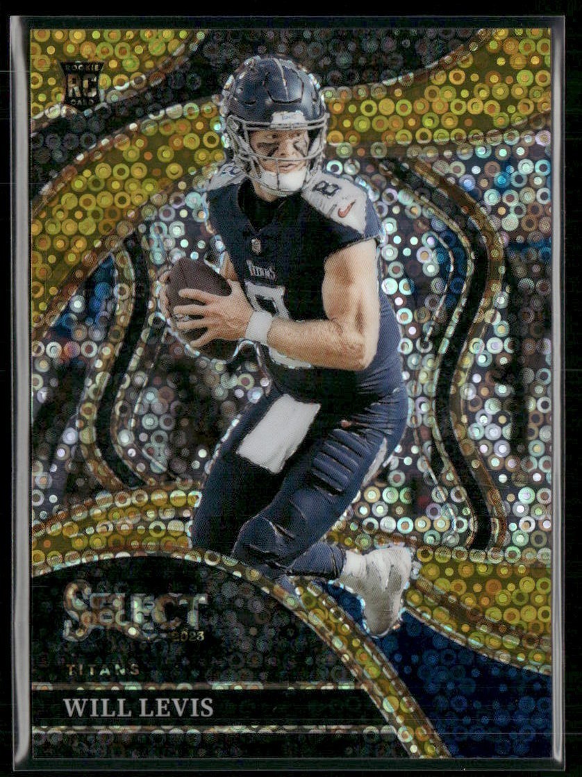 L260 WILL LEVIS RC 2023 PANINI SELECT CLUB LEVEL GOLD DISCO PRIZM 6/10 TITANS #2