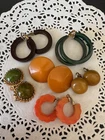 Lot Of 6 Vintage Bakelite Clip On Earrings Costume Jewelry