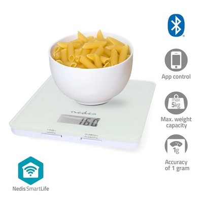 Nedis SmartLife Küchenwaage / Bluetooth  / Glas / Kunststoff / Weiss