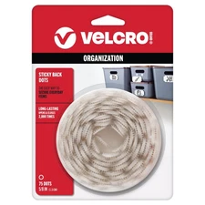 VELCRO(R) Brand STICKY BACK Coins 5/8" 75/Pkg White