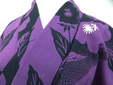 JAPANESE KIMONO YUKATA PURPLE 162.5cm 5 ft 4 in COTTON FF834