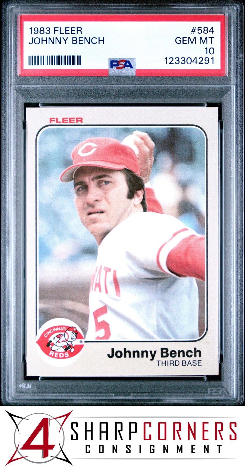 1983 FLEER #584 JOHNNY BENCH REDS HOF PSA 10