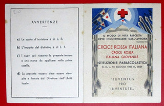 Italian Youth Red Cross Card with Stamp and Name 1940/41
