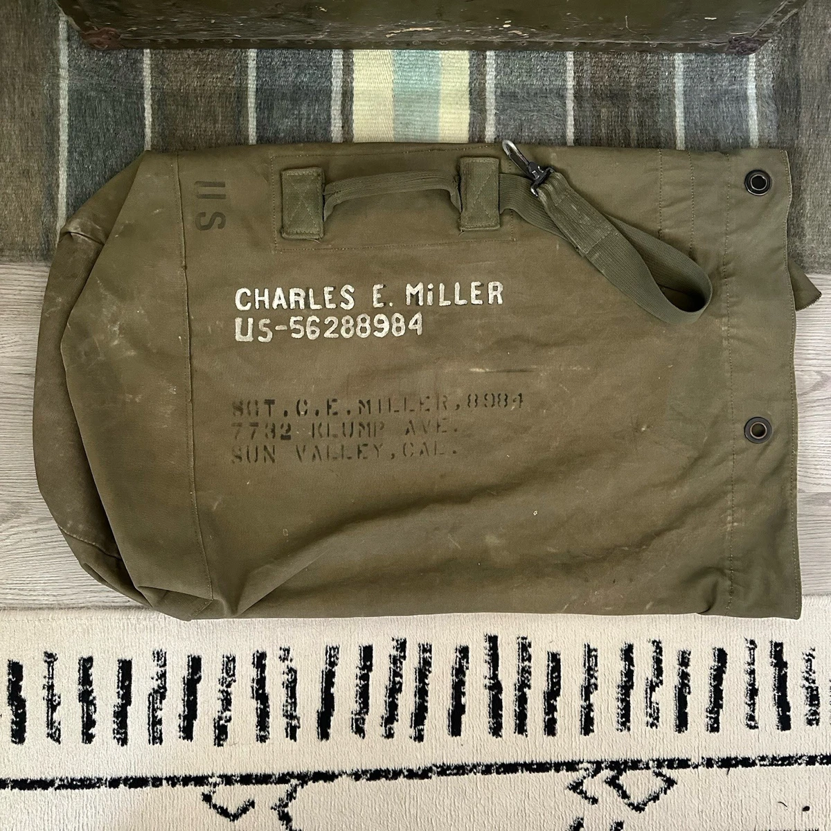 Vintage Army Duffle Bag In Original Korean Military Period Items
