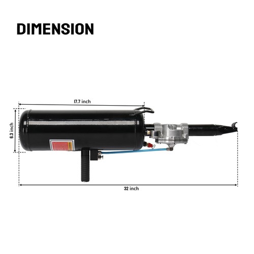 2 Gallon Handheld Air Tire Blaster Tool Tire Inflation Tool Bead Seater Black