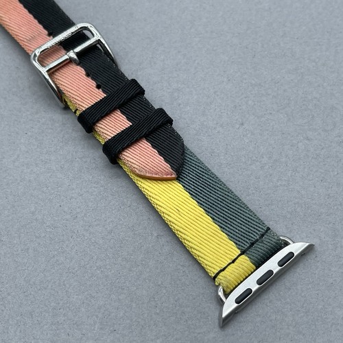 Genuine Apple Watch Hermes Rose Azalee / Noir Casaque Single Tour Band 42mm 41mm - Picture 7 of 20