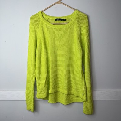 Ralph Lauren Cable Knit Bright Lime Green Sweater Sz XL Tropical