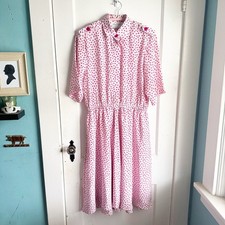VTG Schrader Sport II Collared Secretary Dress Short Sleeve Hot Pink Graphic 12