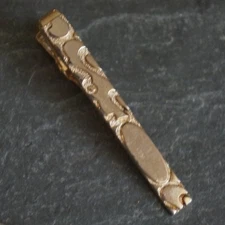Vintage Tie Bar Clasp Clip - Nugget textured Gold Tone Metal