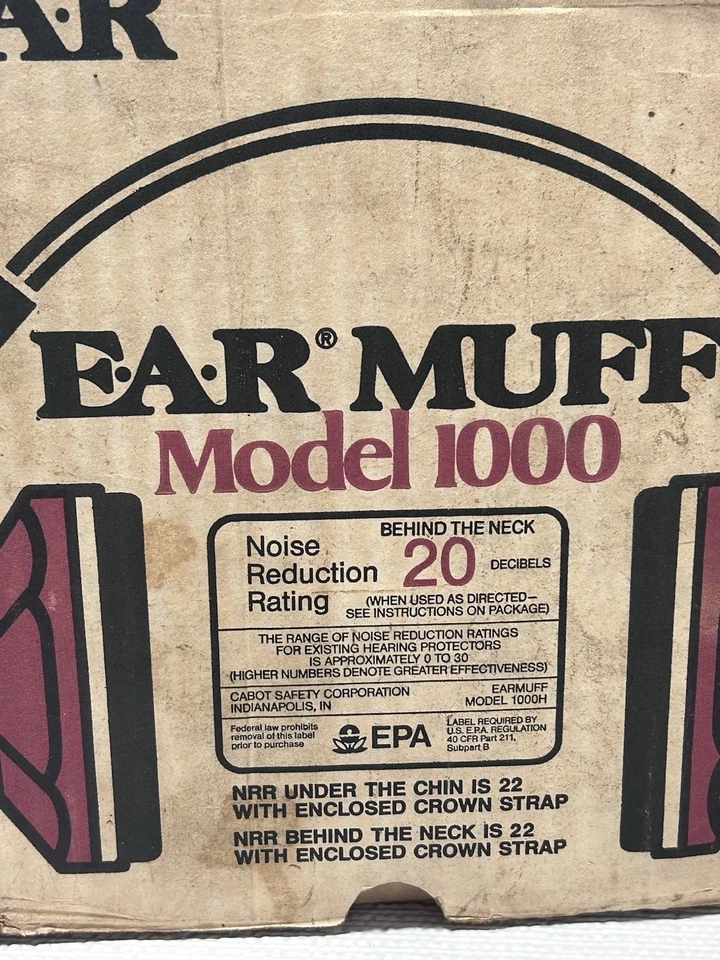 DE COLECCIÓN EAR MUFF Modelo 1000 Clasificación de Reducción de Ruido 20 EE. UU. Construcción Tiro Caza Foto 2 de 4