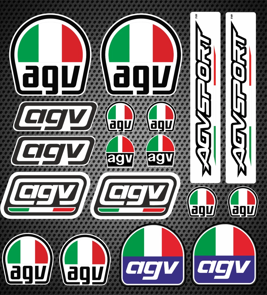 18 X AGV MOTOBIKE RACING HELMET TT MOTO GP VINYL STICKERS IDEAL - BIKES HELMETS