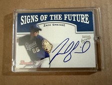 2003 Bowman Zack Greinke Signs of the Future #SOF-ZG Rookie Auto Card. rookie card picture