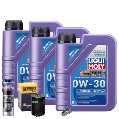 Motoröl 0W30 LIQUI MOLY 3L+HENGST Ölfilter+Spülung+Ölablassschraube