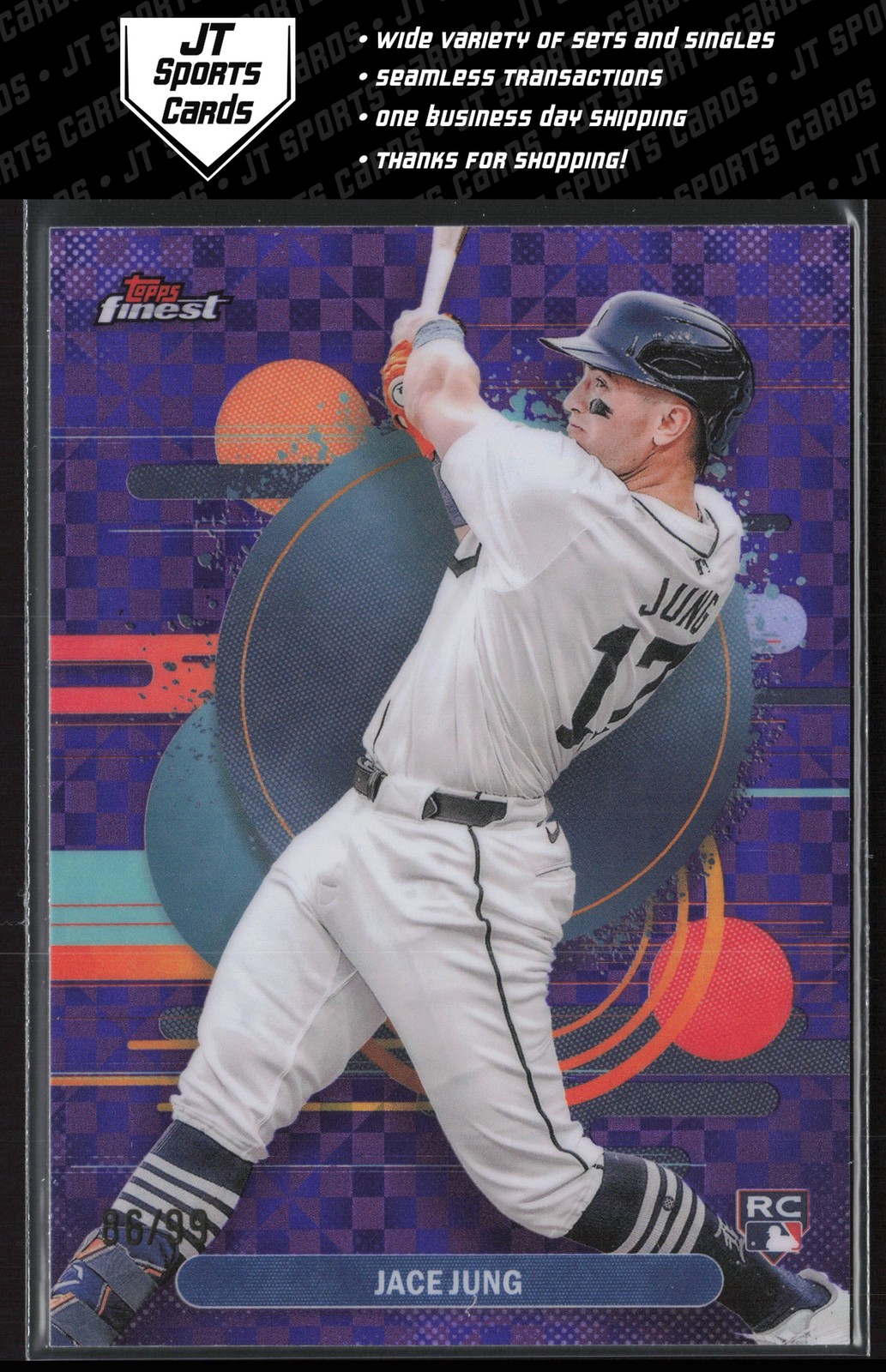 2025 Topps Finest Jace Jung 191 RC Purple Xfractor /99 | Detroit Tigers