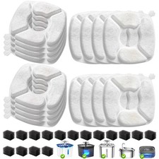 Cat Water Fountain Replacement Filters - 32 Pack with Sponges for 2L to 4L
