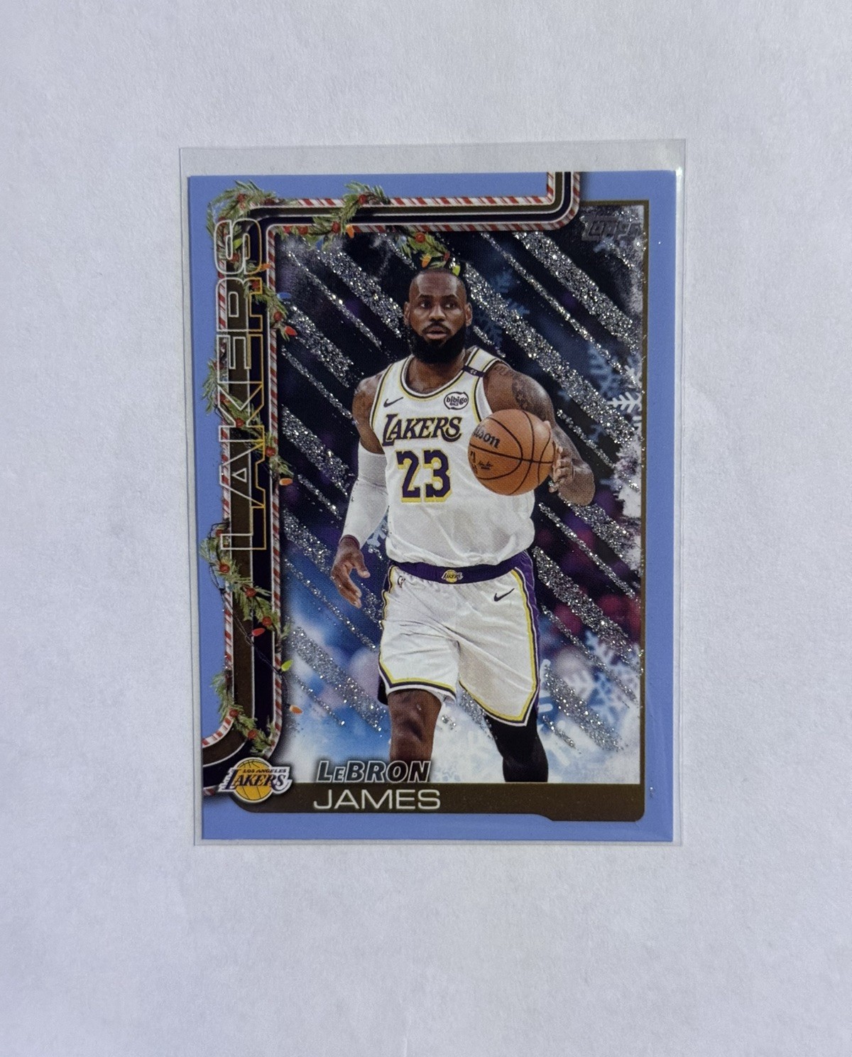 Lebron James 2025-2026 Topps Holiday Light Blue and White Glitter #H119 Lakers