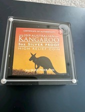 2019 Australian Kangaroo 5oz Silver Proof High Relief – Perth Mint Box COA #387