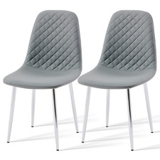 2/4PCS Dining Chairs Velvet/PU Padded Seat Metal Legs Office Kitchen Home