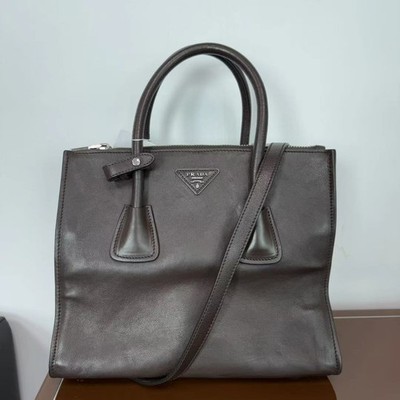 Prada Galleria Medium Brown Leather ''Killer Bag'' Tote Bag with Detachable Strap