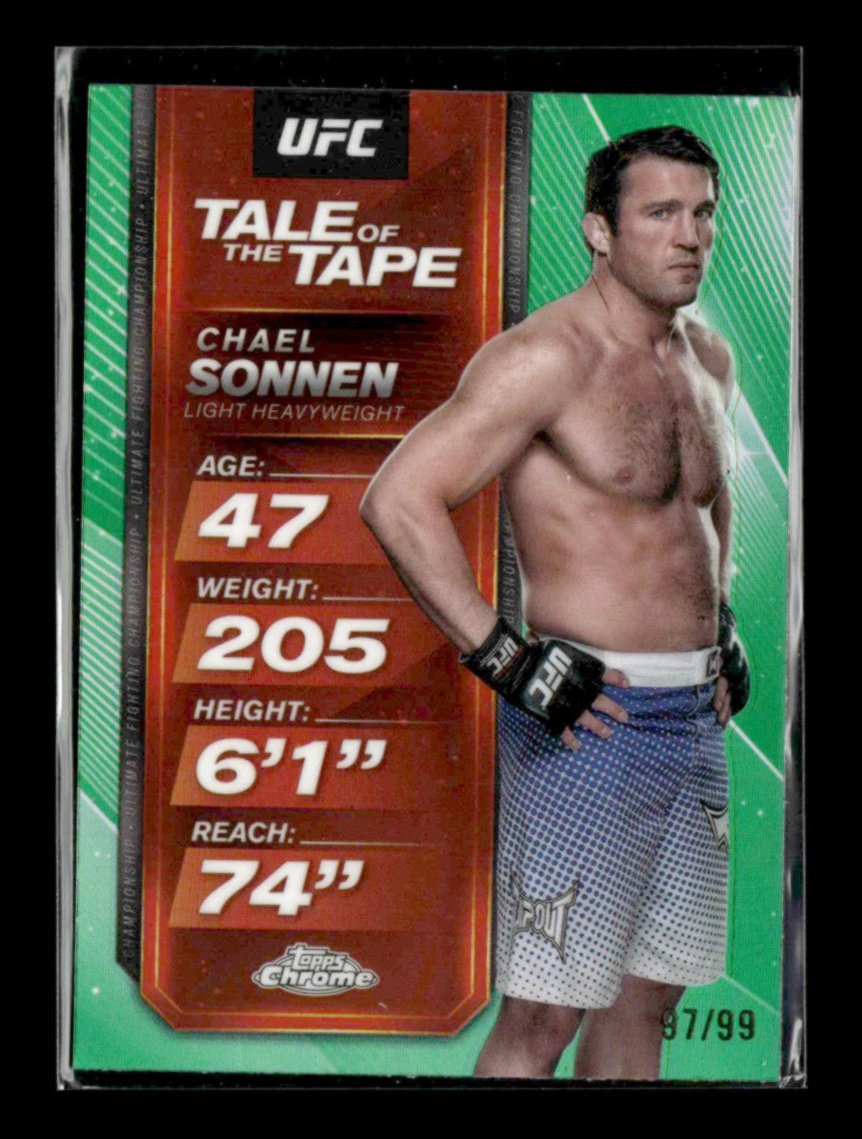 Chael Sonnen 2025 Topps Chrome UFC Green 97/99 Tale of the Tape [don80
