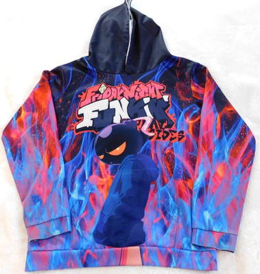 Friday Night Funkin Whitty Hoodie Flame Print Pullover Unisex Youth L  Gamer