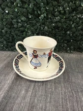 Figgjo Norway Hardanger Norwegian Dancers Porcelain Cup & Saucer 1057 Vintage