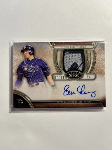 2015 Topps Tier One Evan Longoria Game Used Patch Auto Majestic Logo #97/99 - Picture 1 of 2