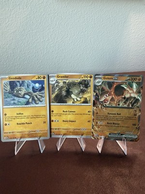 Pokémon 151 Geodude Graveler Golem EX Evolution Set NM