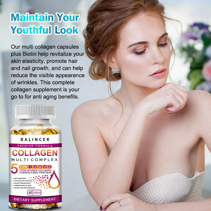 Nature's Live Premium Collagen Peptides With Biotin - Hydrolyzed Anti-Aging Supplement For Hair, Skin & Nails (Types I,II,III,V,X) 5 thumbnail image