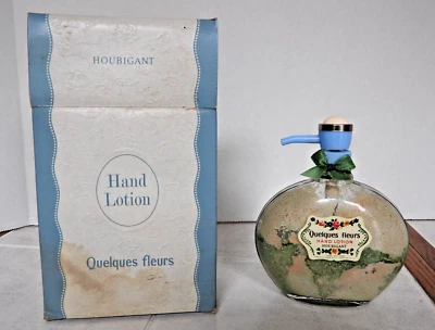Antique Houbigant Quelques Fleurs Main Lotion Papier Label Acide Triple Gourde * - Photo 1/3