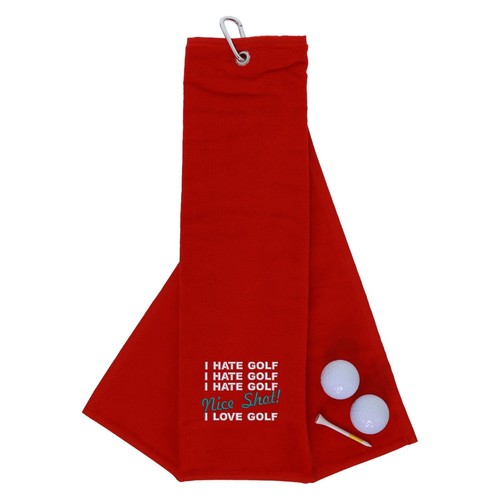 PERSONALISED GOLF TOWEL EMBROIDERED GOLF PHRASE NICE SHOT GIFT FOR GOLFER - Picture 7 of 28