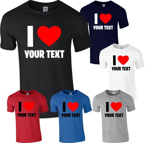 T-shirt personalizzata I Love (Your Text), maglietta regalo uomo e donna, maglietta unisex top - Foto 8 di 10