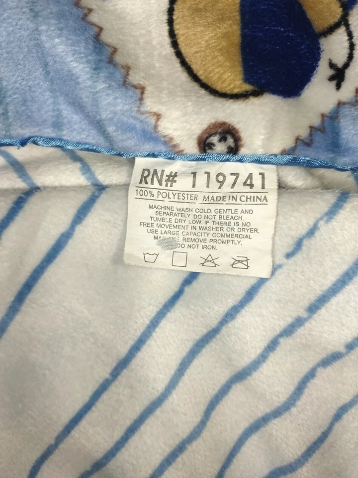 Manta SL Home Fashions Little Safari Azul Blanco Rayas 119741 Elefante León Foto 3 de 3