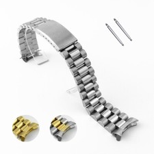 19 20 21mm Curved End Solid Bracelet Stainless Steel Watch Strap Watch Band