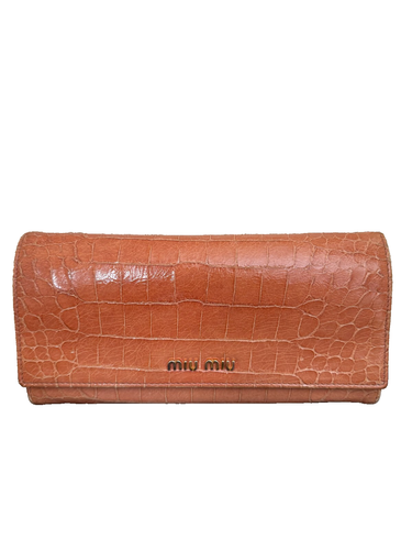 MIU MIU Geldbörse Rosa Beige Leder Logo Lang Portemonnaie Prägung - Bild 1 von 7