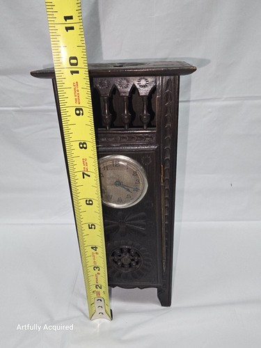 Antique French doll Miniature Breton Brittany Clock in Chestnut - Picture 6 of 21