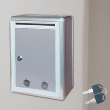 Image of Suggestion Box Metal Silver Ballot Comment Box for Feedback Bar Suggestions