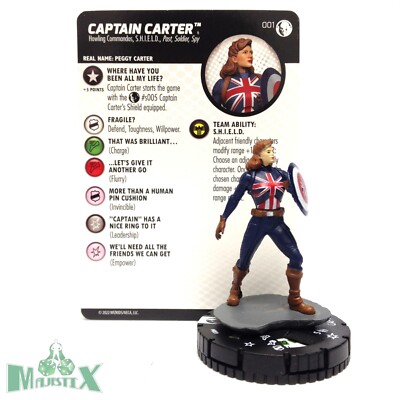 Heroclix Marvel Studios Disney Plus set Captain Carter #001 Common figure w/card