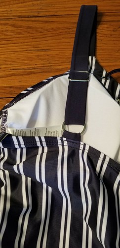 NWT Womens Nautica Striped Laced Front 1 Piece Swim Bathing Suit Deep Sea 1X - Picture 9 of 11