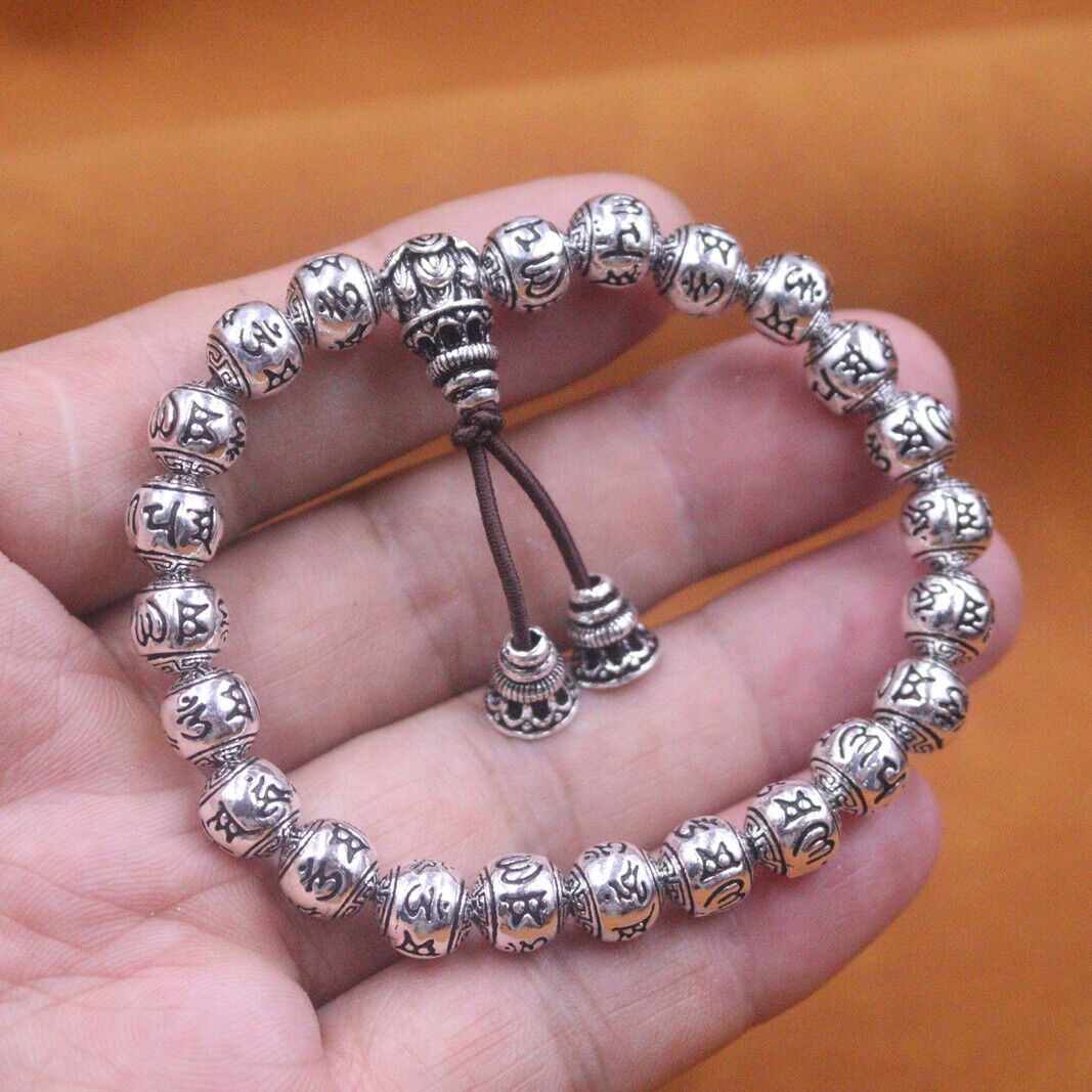 Real 999 Silver Silver Bracelet For Men 8mm Sutra Ball Real 999 Silver Silver Bracelet For Men 8mm Sutra Ball