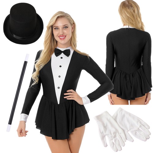 Mujeres Leotardo Carnaval Uniforme Mago Disfraz Espectáculo de Magia Vestido Mameluco Adulto - Imagen 4 de 28