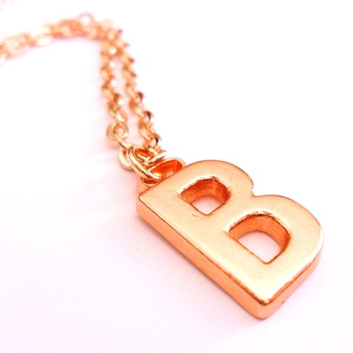 Rose Gold Initial Necklace, Personalised Alphabet Letter Pendant Chain Plated UK - Picture 6 of 8