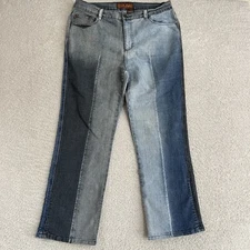 Vintage CREST Jeans Women's 15/16 (36x29) Blue Patchwork Y2K Bootcut Rave Skate