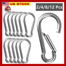 2/4/8/12 Pcs of 4.7 Inch Carabiner Clips Stainless Steel Spring Snap Hook 660 Lb