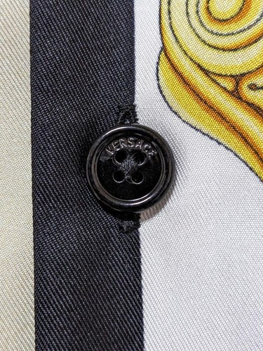 Versace Baroque Shirt Silk Cotton Long Sleeve Black Gold Mens Size 38 Italy USED - Picture 7 of 10