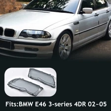 Pair Headlight Headlamp Lens Clear Lens Covers Fit For E46 3-Series 4DR 02-05