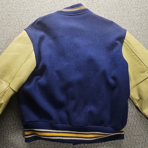 Vintage Varsity Letterman Jacket Butwin Large 42 Blue White Distressed Faded 50s - Picture 10 of 15