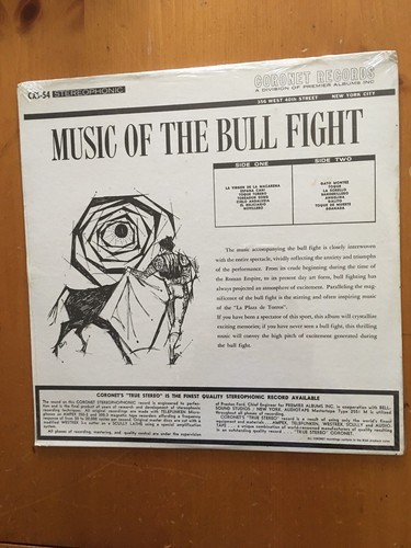 NEW: 33 RPM LP: Music From The Bull Fight - Picture 2 of 2