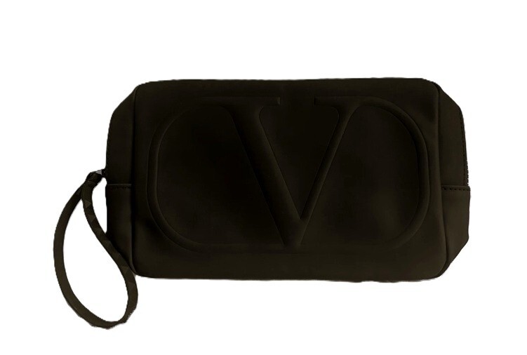 Valentino Unisex V Logo Big Black Pouch Toiletry Bag Clutch Valentino Unisex V Logo Big Black Pouch Toiletry Bag Clutch
